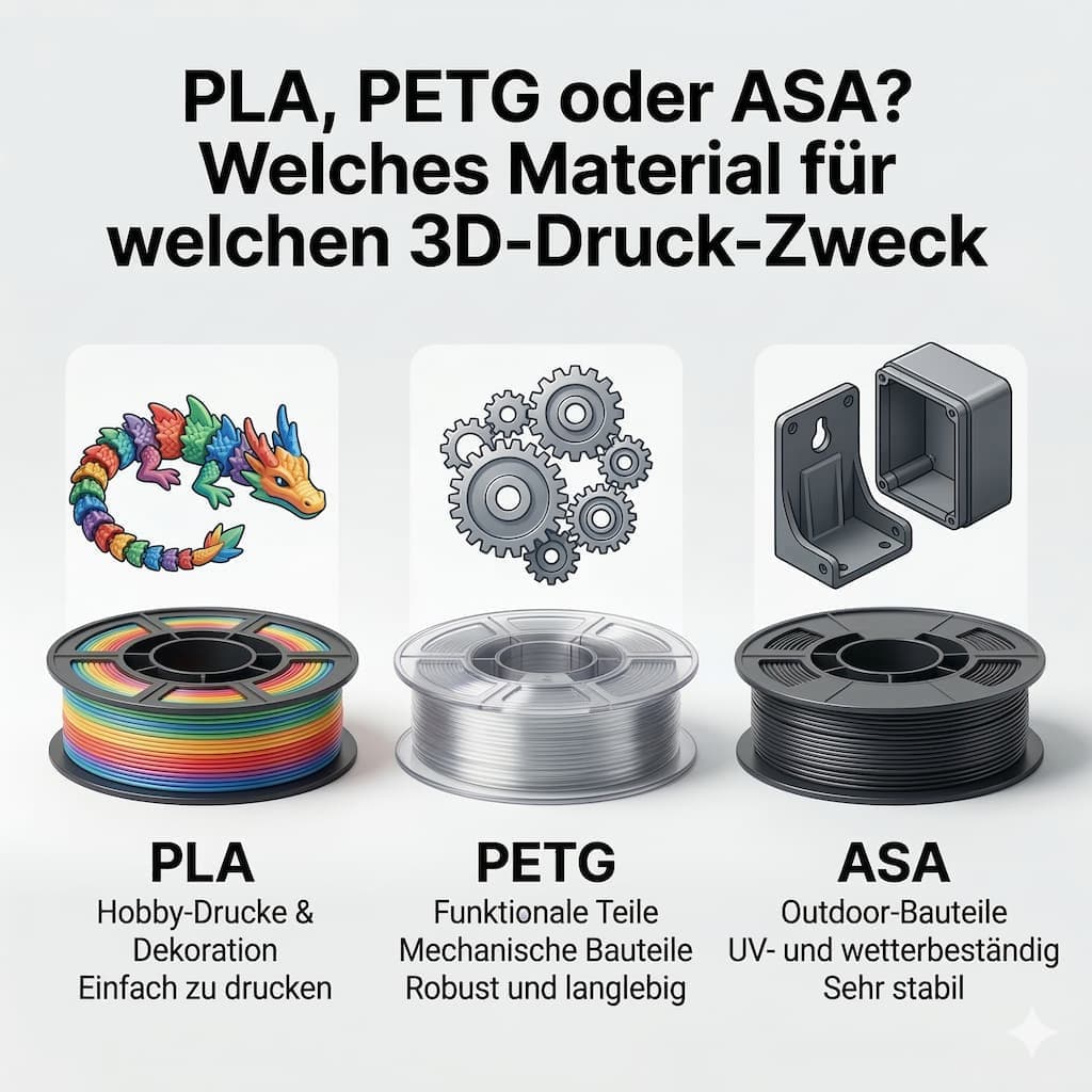 PLA, PETG oder ASA? Welches Material für welchen 3D-Druck-Zweck